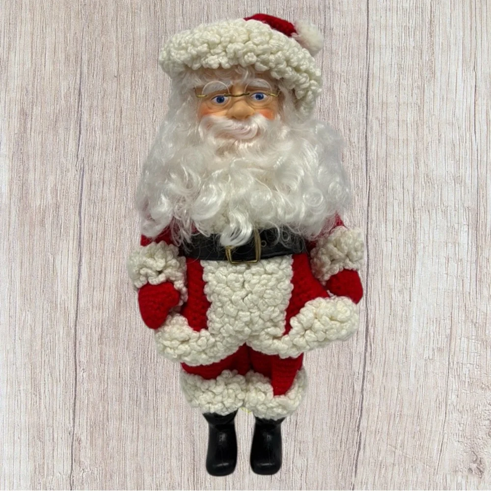 Vintage 1990 Billie Pepper Christmas SANTA CLAUS with Crochet Clothes Suit 14”